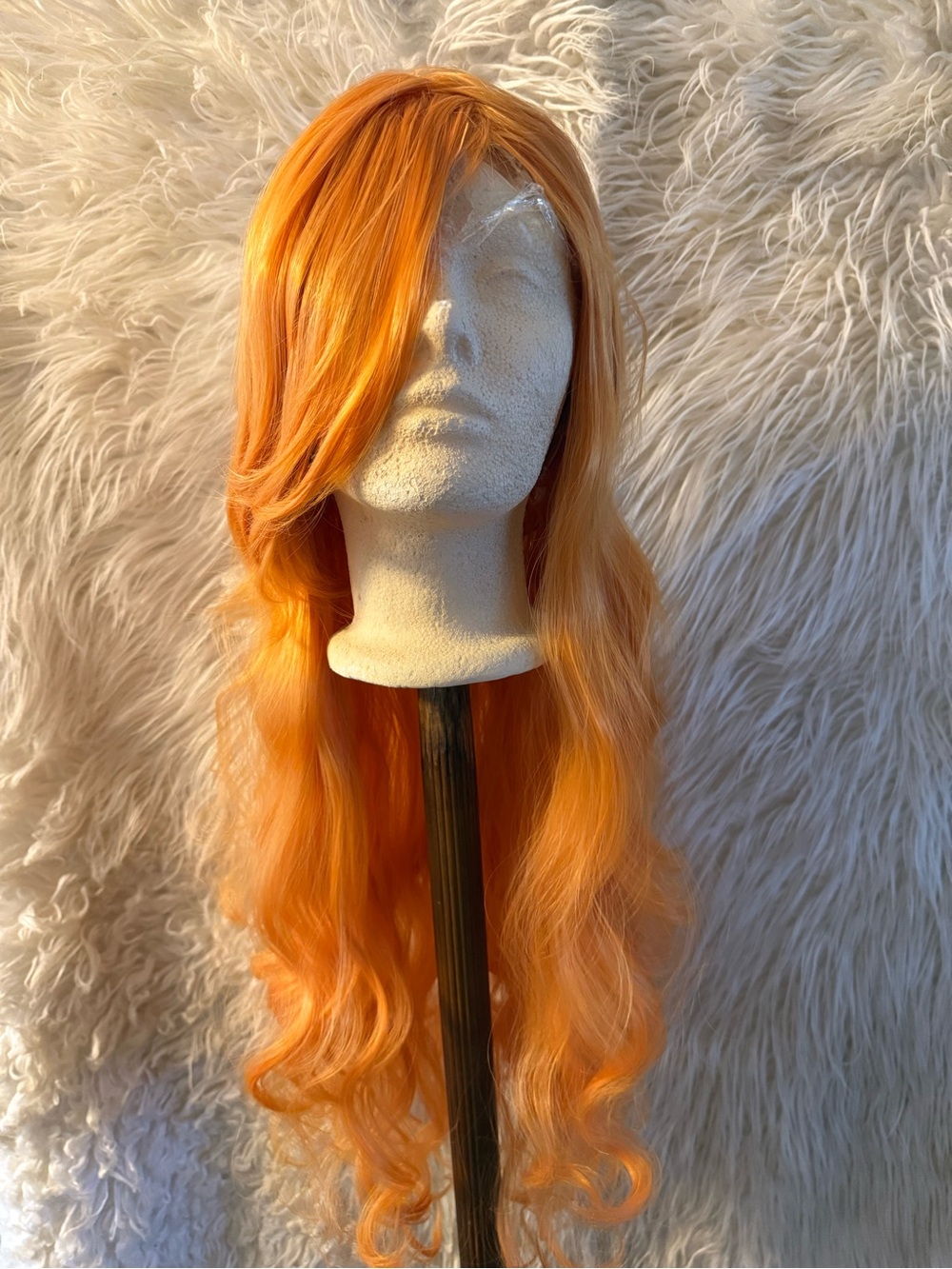 Long Wavy Orange Women's Wig (E7)